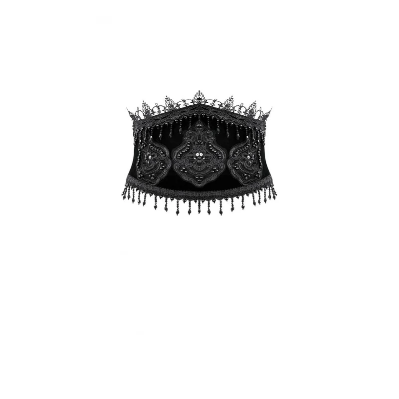 Gothic-Gürtel für Damen mit Stickerei, Perlen und Quasten