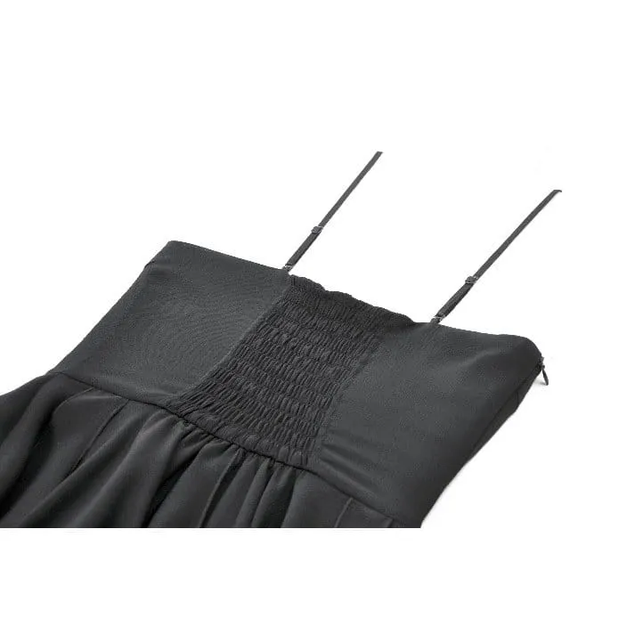 Gothic-Slipkleid für Damen mit Spitzenstickerei, V-Ausschnitt und asymmetrischem Schnitt