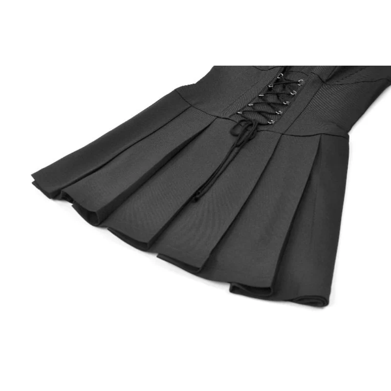 Ärmelloses Punk-Kleid mit Spinnwebenmuster, Mesh-Einsätzen und Schnürung für Damen