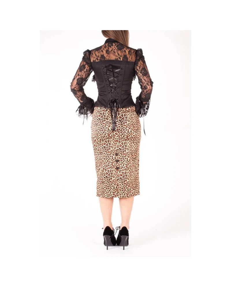 Gothic Spitzenbluse zum Schnüren schwarz