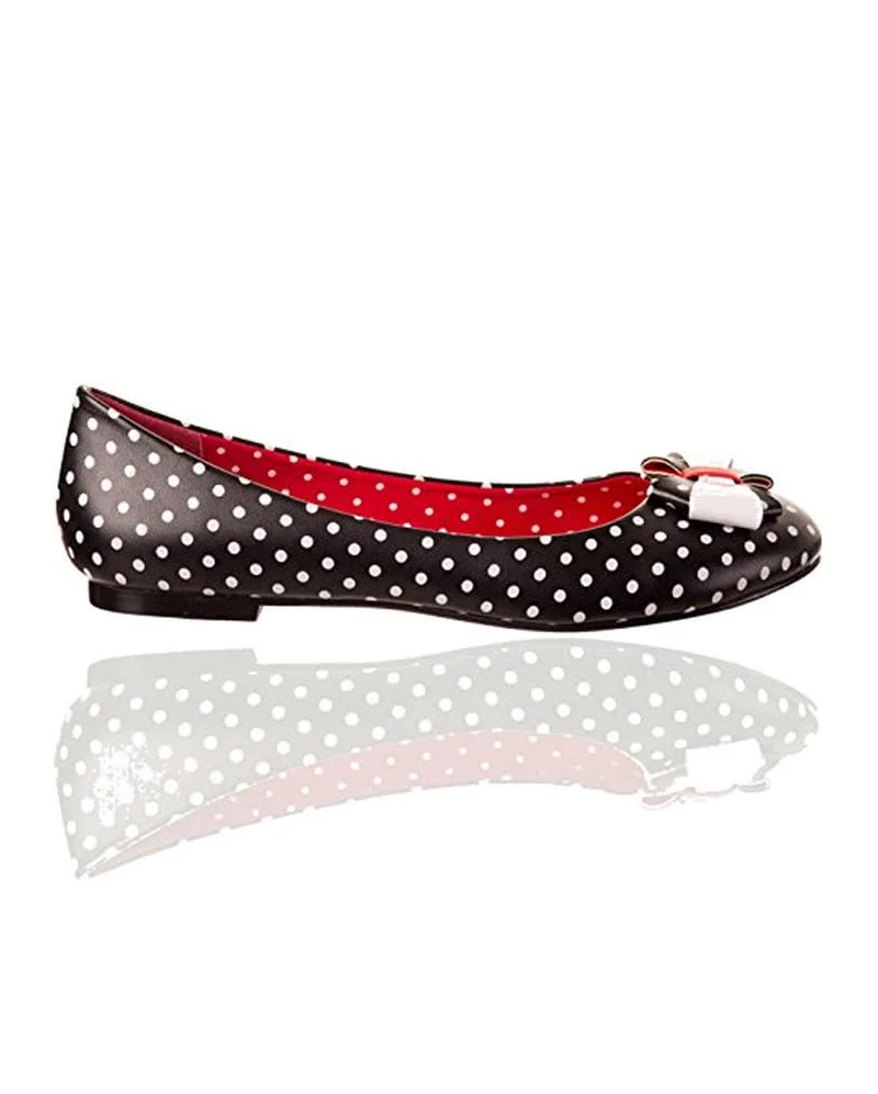 Gepunktete Ballerinas mit Schleife schwarz/weiß