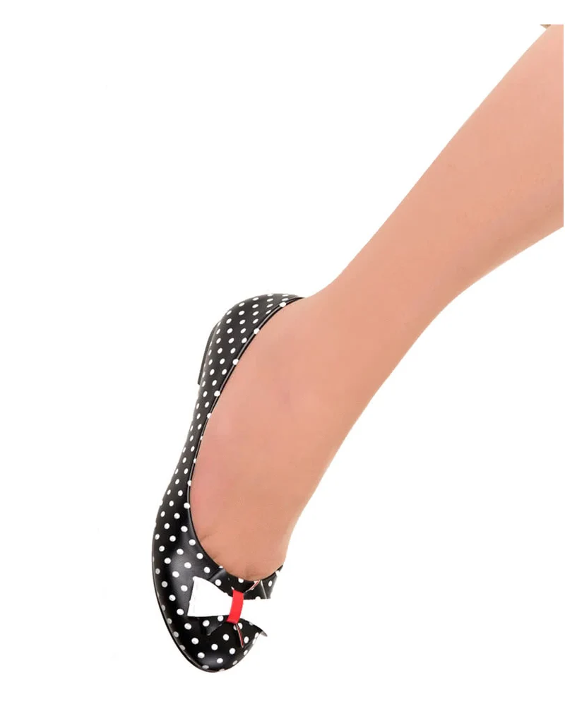 Gepunktete Ballerinas mit Schleife schwarz/weiß