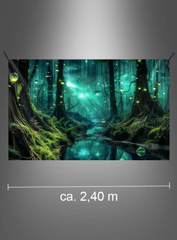 Grüner Fantasy Wald 150x240cm Stoffhintergrund waschbar