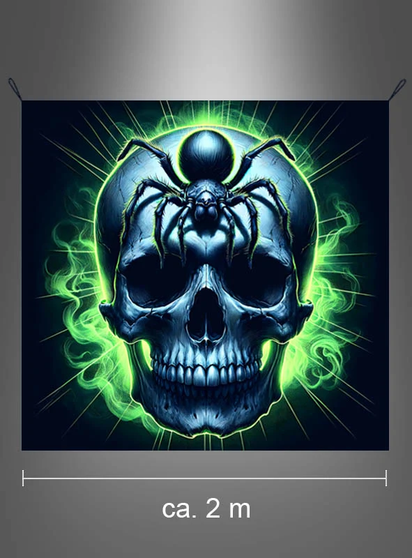 UV Totenkopf mit Spinne Hintergrundbild 185x200cm waschbar