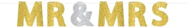 Girlande "Mr & Mrs" Gold Silber