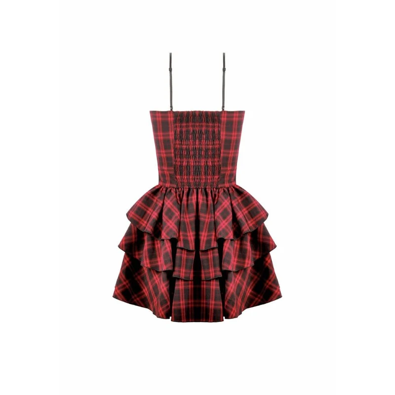 Grunge-Kleid mit Lagenlook und Karomuster für Damen, Abschlusskleid