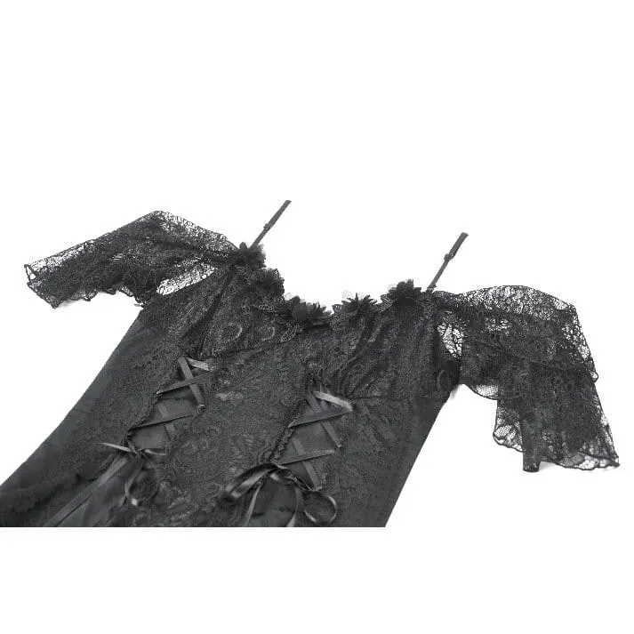 Gothic-Jacquard-Schnürkleid mit schulterfreiem Ausschnitt und Brautkleid für Damen