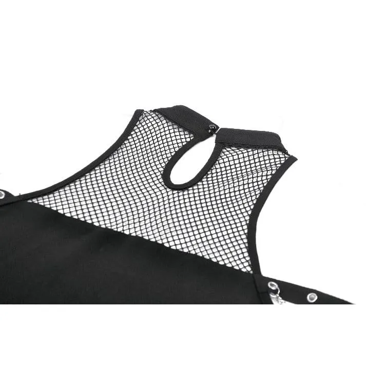Punk-Tanktop für Damen mit Kreuzausschnitt und Kettenverzierung