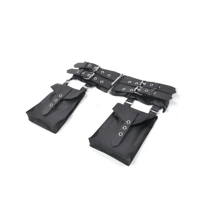 Punk-Gürtel für Damen mit Ösenschnalle, Reißverschluss und Taschen