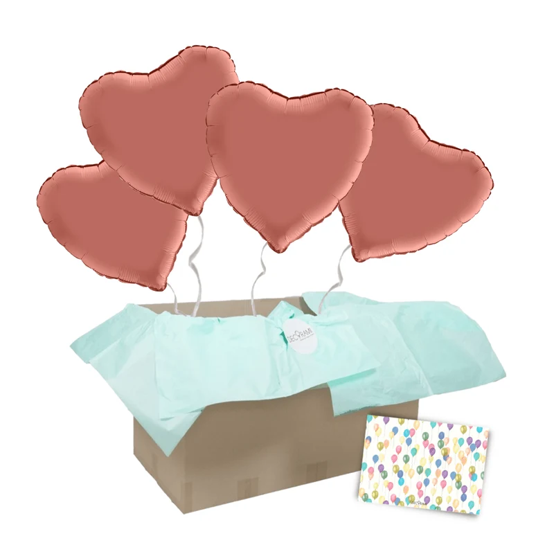 Heliumballon-Geschenk 4 Herzen Wunschfarbe