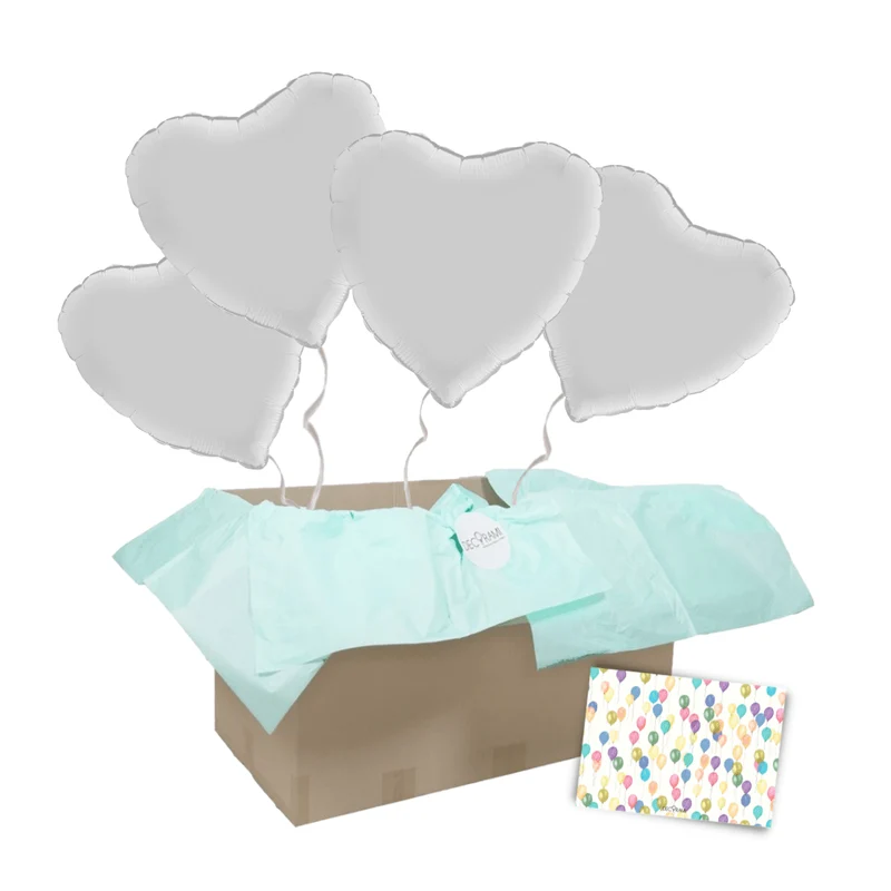Heliumballon-Geschenk 4 Herzen Wunschfarbe