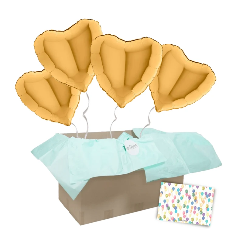 Heliumballon-Geschenk 4 Herzen Wunschfarbe