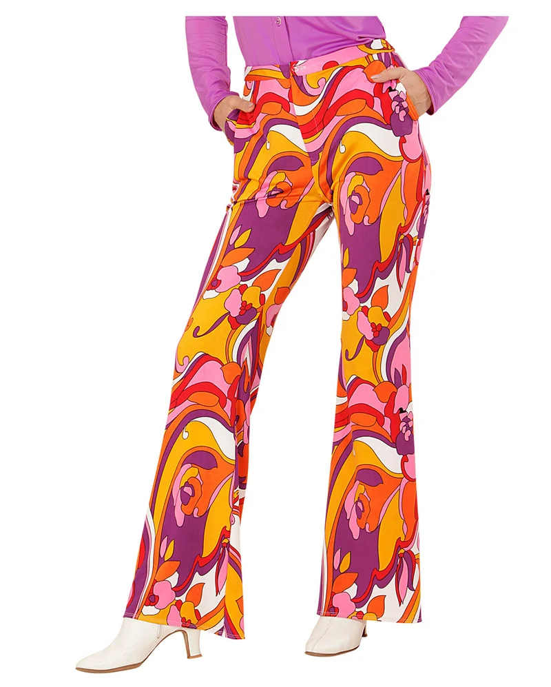 Groovy 70`s Damen-Schlaghose Orchideen