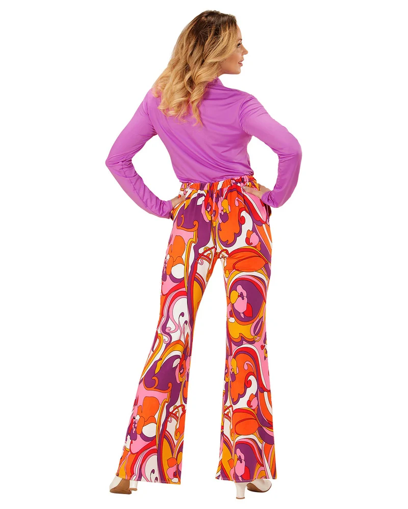 Groovy 70`s Damen-Schlaghose Orchideen