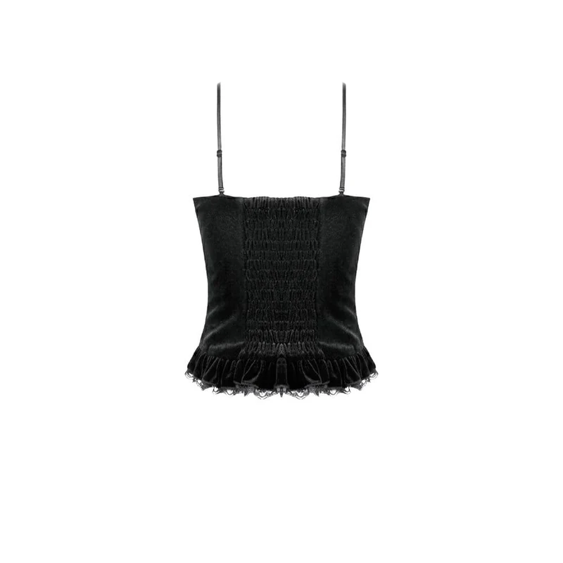 Gothic-Bustier aus Samt mit Perlen und Quasten für Damen