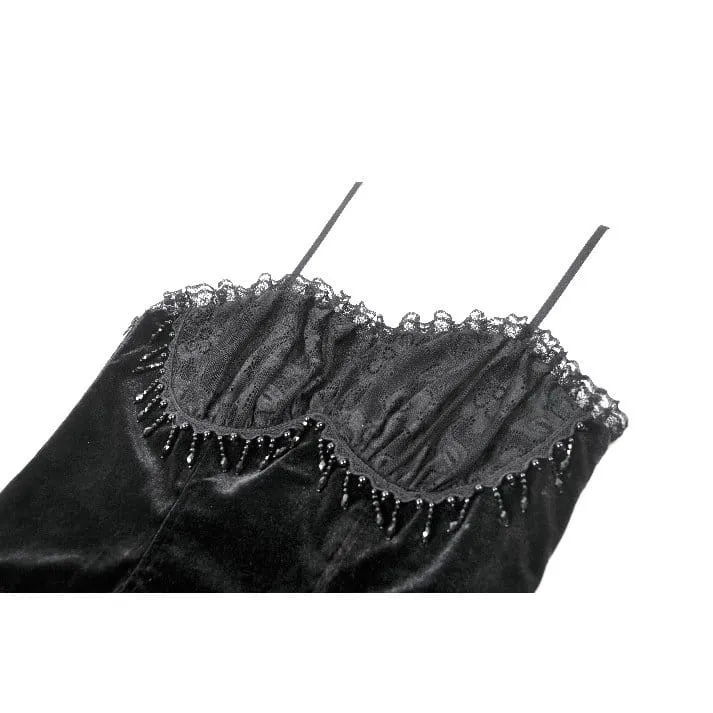 Gothic-Bustier aus Samt mit Perlen und Quasten für Damen