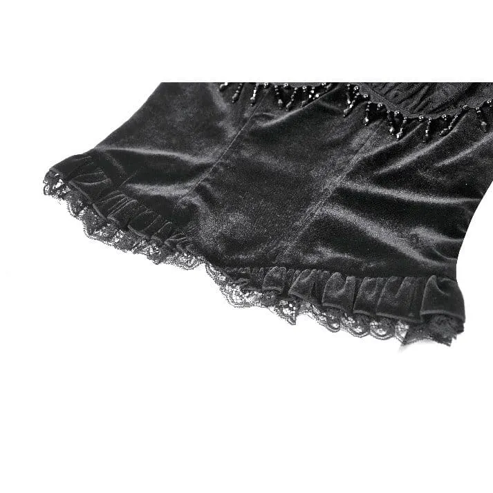 Gothic-Bustier aus Samt mit Perlen und Quasten für Damen