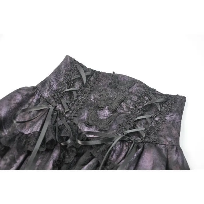 Gothic-Rock für Damen mit Schmetterlings-Schleife und Schnürung, asymmetrischem Saum
