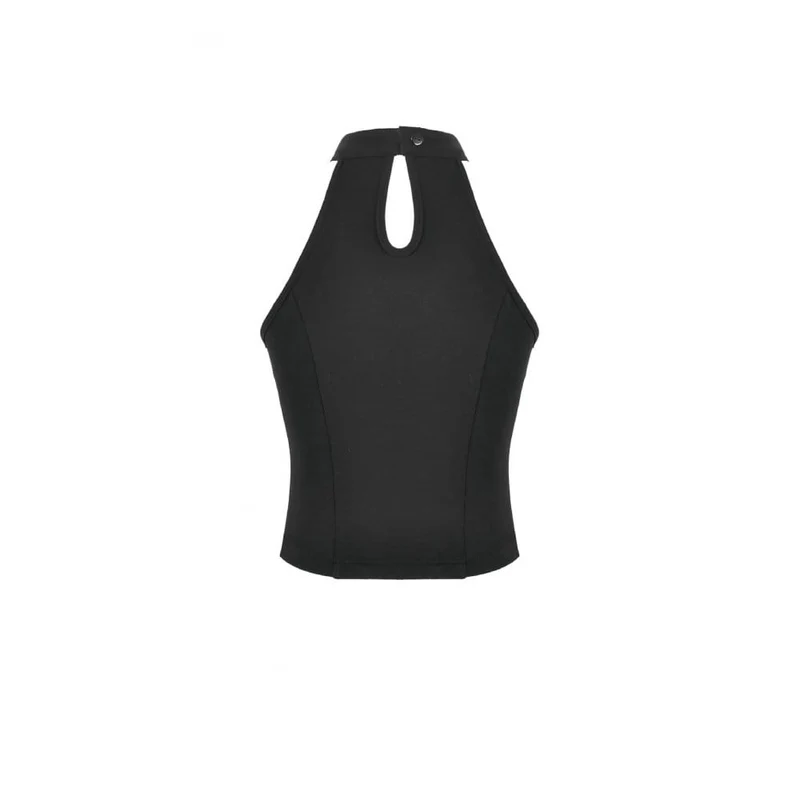 Punk-Tanktop mit gekreuzten Mesh-Einsätzen für Damen, Neckholder