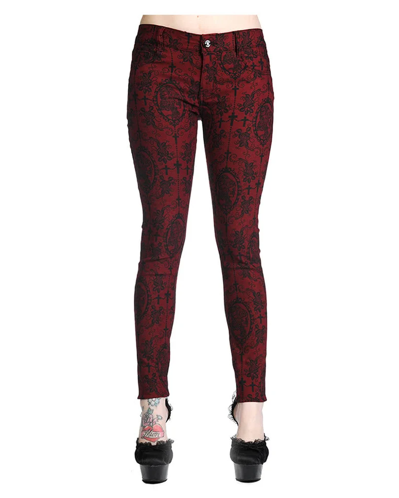 Gothic Jeans dunkelrot