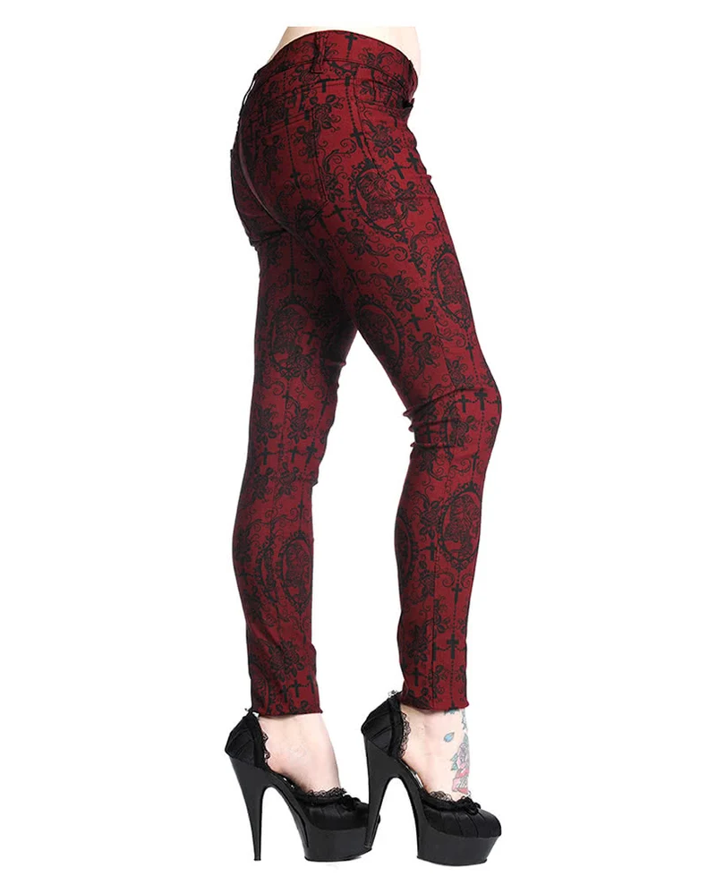 Gothic Jeans dunkelrot