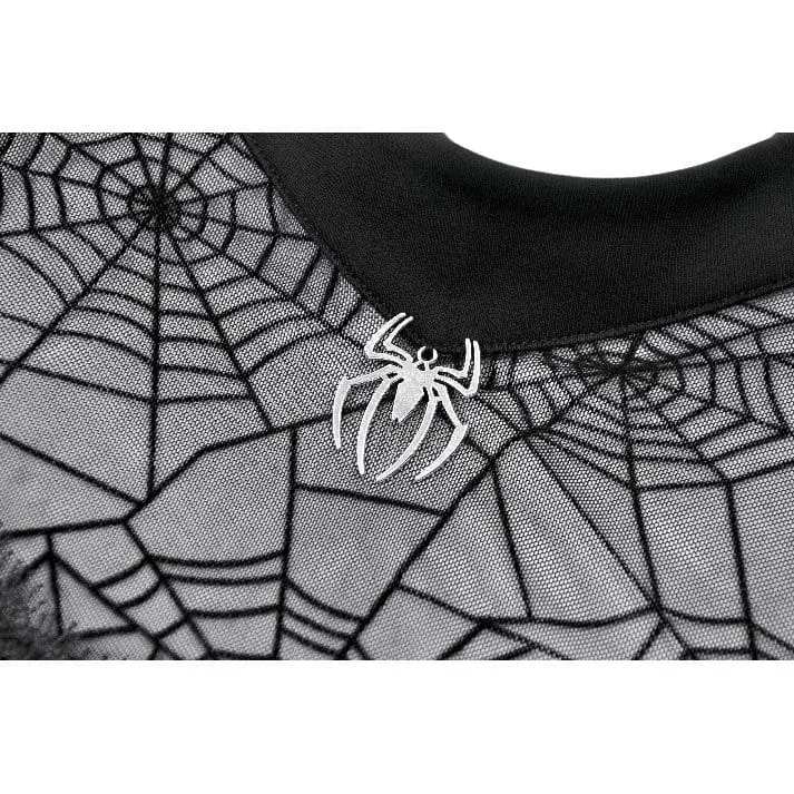 Gothic-T-Shirt für Damen mit Spinnennetz-Motiv und kurzen Ärmeln