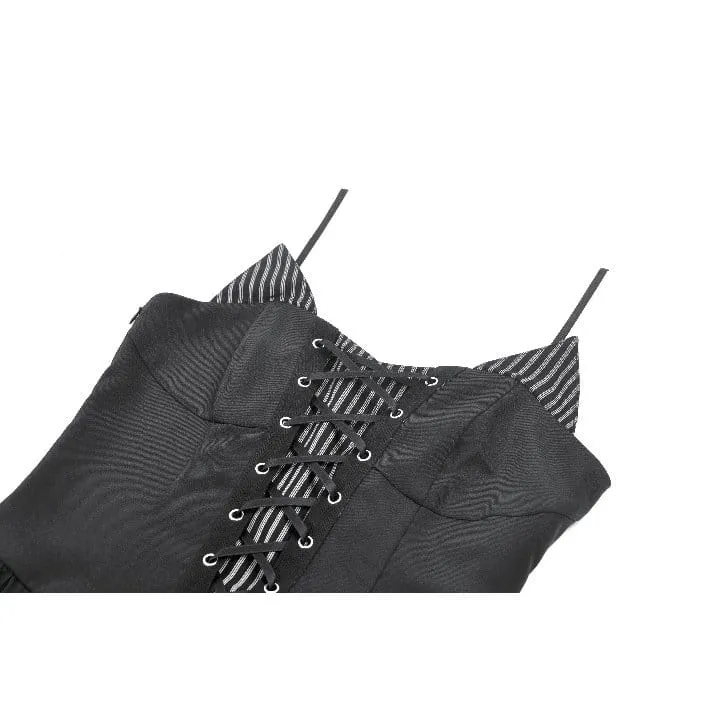 Gothic-Nadelstreifen-Schnürkleid für Damen, Abschlusskleid