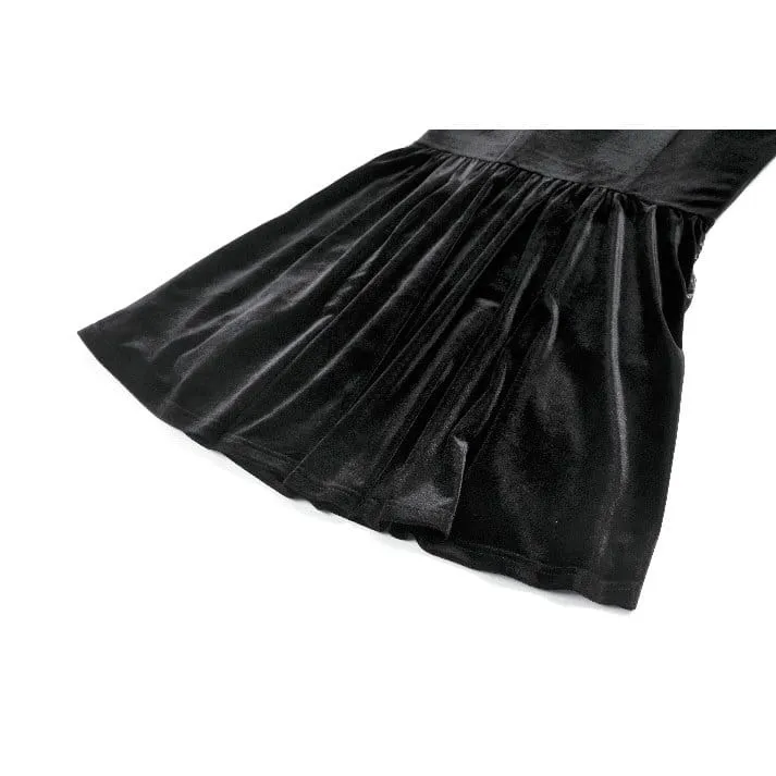 Gothic-Kleid für Damen mit Spitzenbesatz, Schnürung und eckigem Kragen, Abschlusskleid