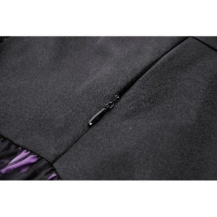 Gothic-Kleid mit Totenkopfprint und kurzen Ärmeln für Damen
