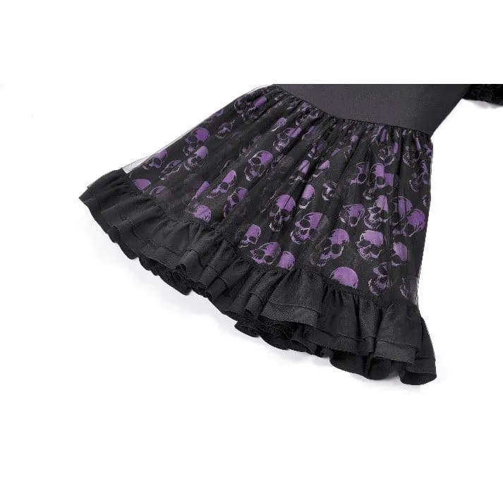 Gothic-Kleid mit Totenkopfprint und kurzen Ärmeln für Damen