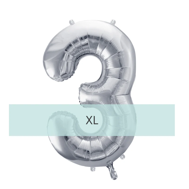Zahlen Ballon 3 XL Silber