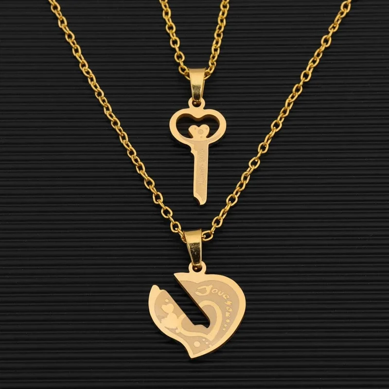 Halskette Schlüssel Herz Gold Stahl