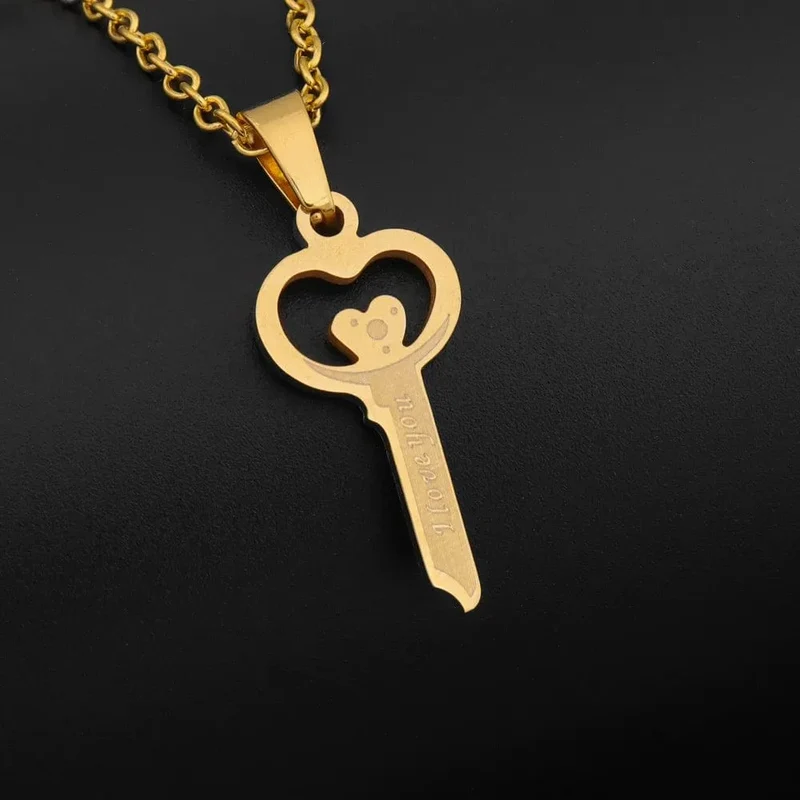 Halskette Schlüssel Herz Gold Stahl