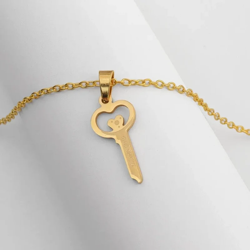Halskette Schlüssel Herz Gold Stahl