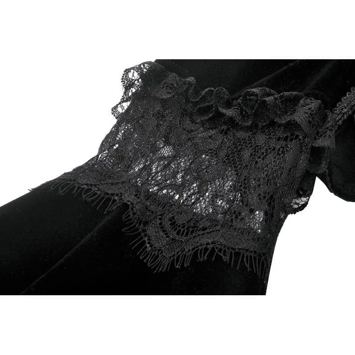 Gothic-Umhang aus Samt für Damen mit Spitzeneinsatz, ausgestellten Ärmeln.