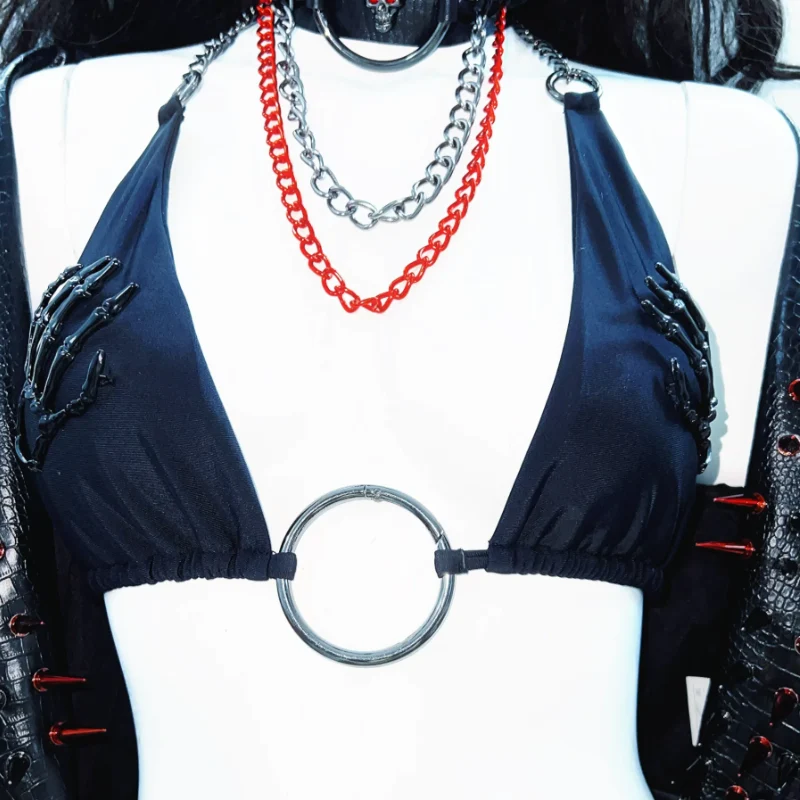Leather long sleeve o ring rivet applique zip-up top