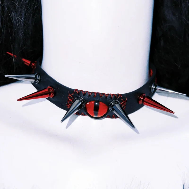 Leather fluffy metal chain o ring skull applique top