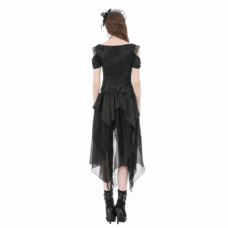 Gothic-Rock für Damen, unregelmäßig, gerüscht, asymmetrisch geschnitten