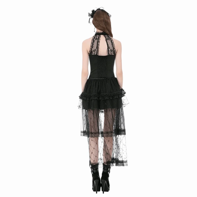 Gothic-Tutu-Rock für Damen mit Diamantspitze und mehreren Lagen