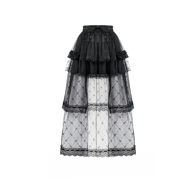 Gothic-Tutu-Rock für Damen mit Diamantspitze und mehreren Lagen