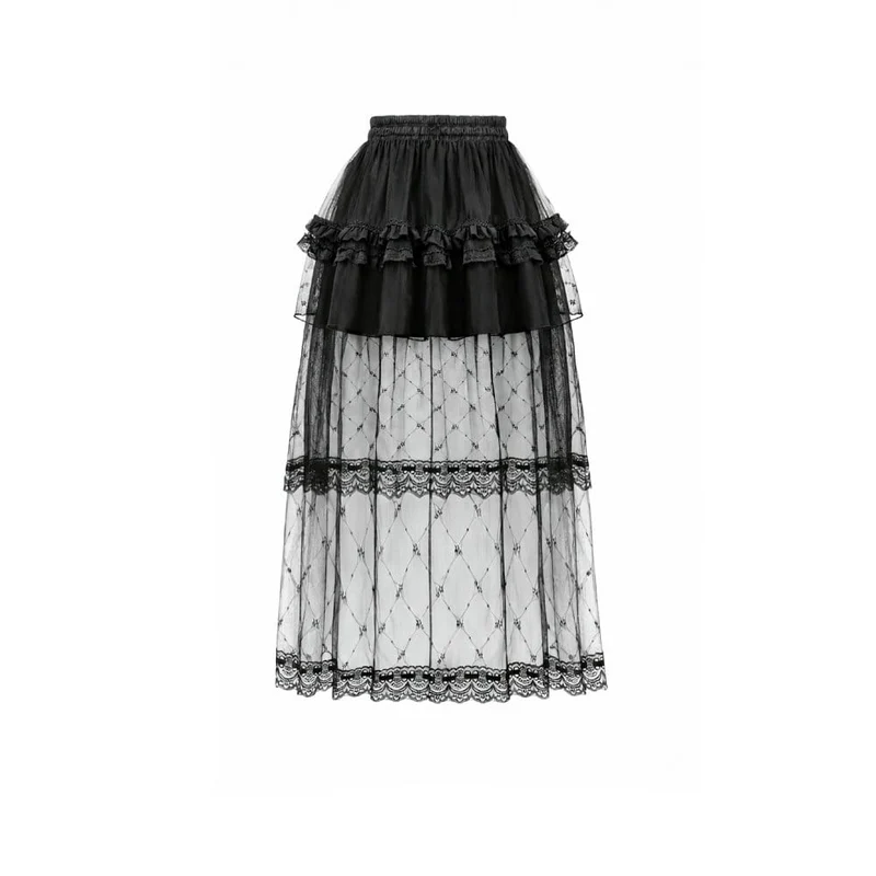 Gothic-Tutu-Rock für Damen mit Diamantspitze und mehreren Lagen