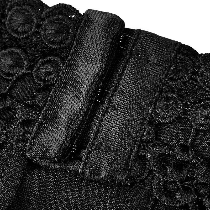 Frauen Gothic Floral Jacquard Mesh Colorblock ärmellose Oberteile