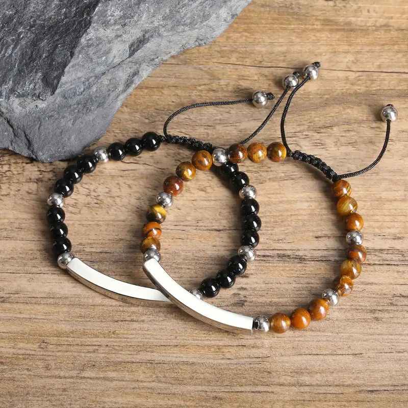 Partner Armband Perlen Schwarz