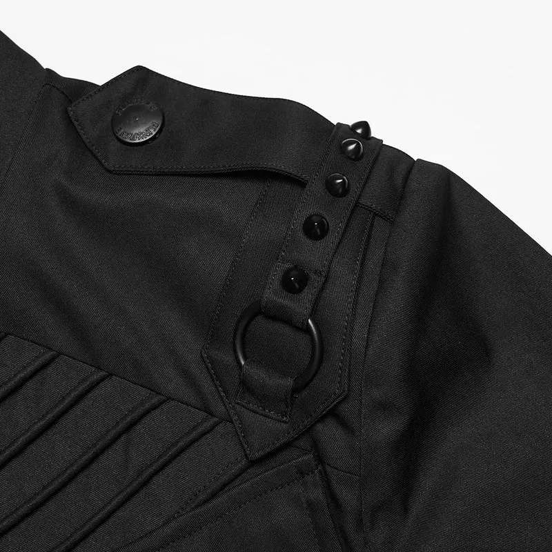 Punk-Herrenjacke mit Kapuze und Reißverschluss, mehrlagig