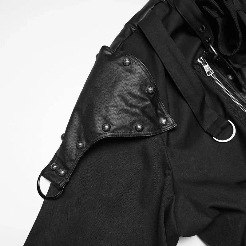 Punk-Herrenjacke mit asymmetrischem Patchwork-Nietenmuster