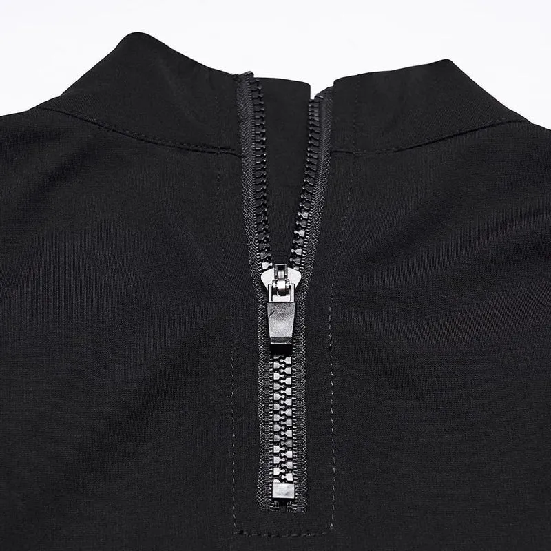Punk-Herren-T-Shirt mit D-Ringen, Mesh-Einsätzen und kurzen Ärmeln