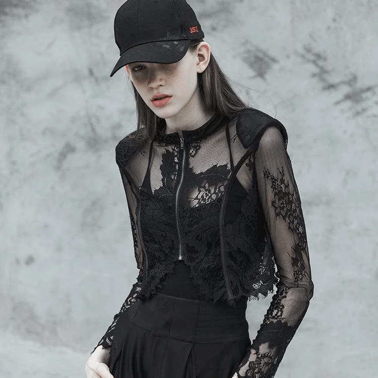 Damen Goth Floral Lace kurze Jacken
