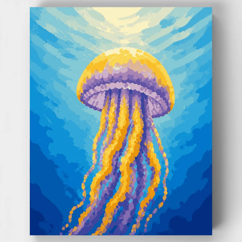 Golden Jellyfish Ascending - Paint by Numbers Kit