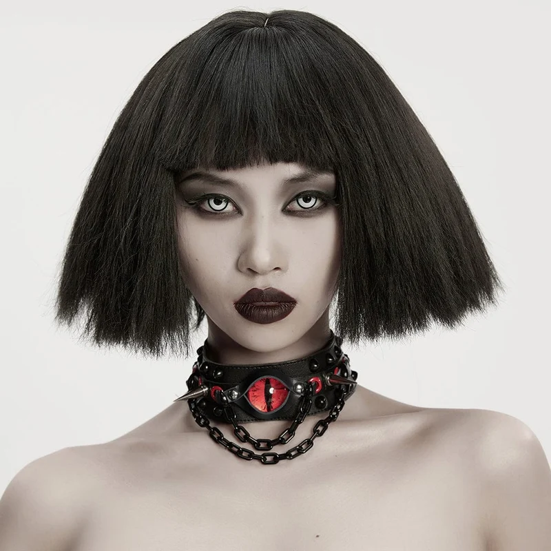 Damen Punk Dämonenauge Nieten Kette Choker