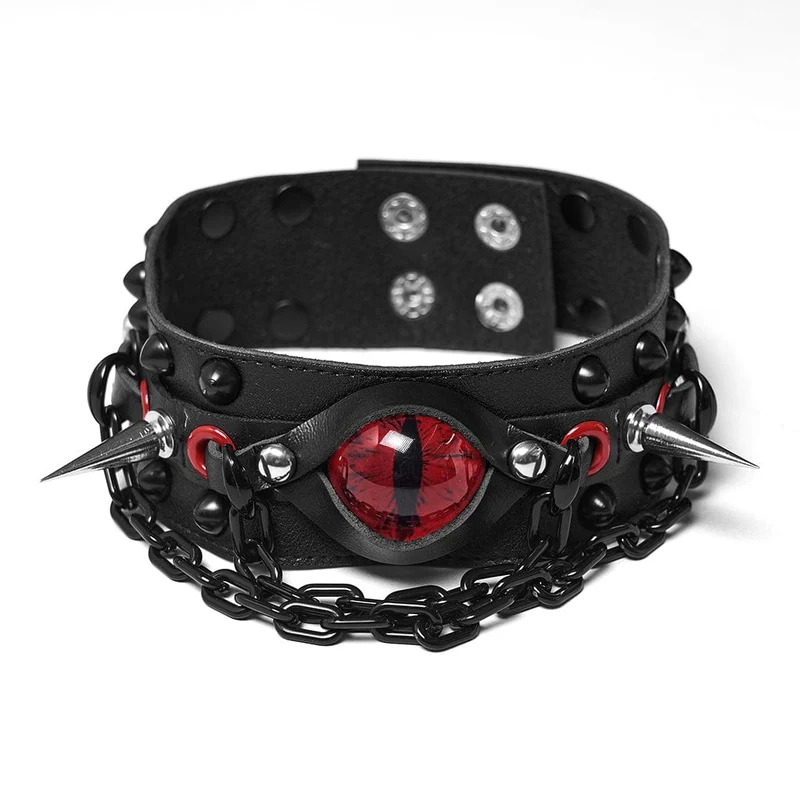 Damen Punk Dämonenauge Nieten Kette Choker
